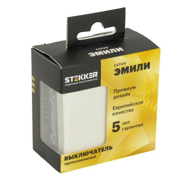 Выключатель одноклавишный Stekker Эмили белый фарфор RSW10-5103-01 49865