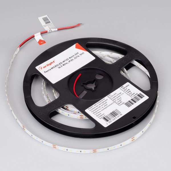 Светодиодная лента Arlight 6,5W/m 120Led/m 2216SMD теплый белый 5M MICROLED-M120-8mm 24V Warm3500 040585