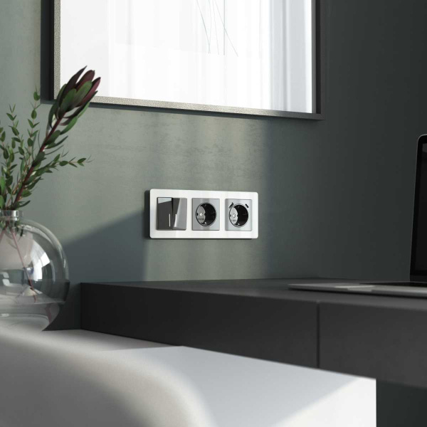 Выключатель двухклавишный с подсветкой Werkel графит акрил W1120144 4690389197451