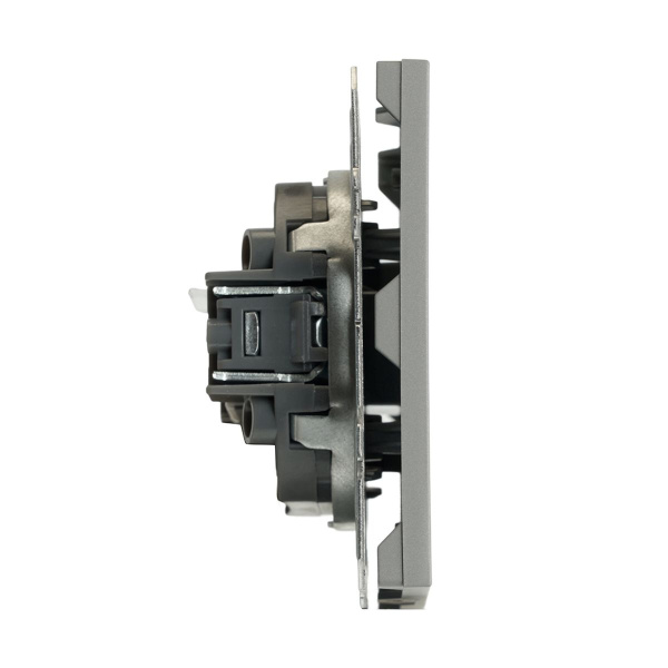 Розетка компьютерная 1-местная RJ-45 (механизм), STEKKER, серия Эмили, RST00-5117-10, платиново-серый, soft touch 49951