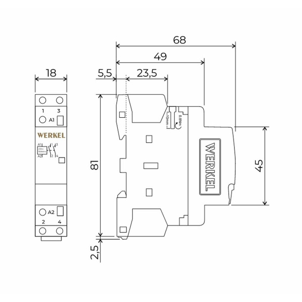 Контактор модульный 25 A 2NO (1 модуль) Werkel W941M25O 4690389212093