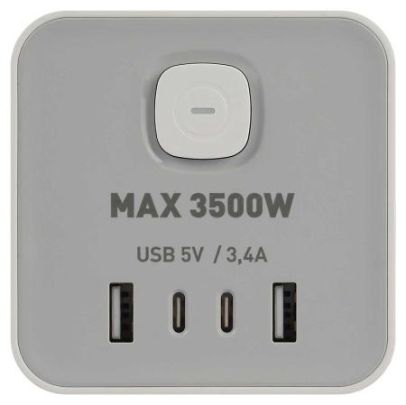 Сетевой фильтр ЭРА TWR-8es-1,5m-4USB-W башня с защитой заземлением с выключателем 8 розеток+4xUSBA+C 1,5м 16А белый Б0069071