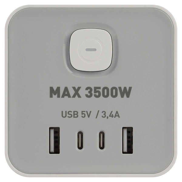 Сетевой фильтр ЭРА TWR-8es-1,5m-4USB-W башня с защитой заземлением с выключателем 8 розеток+4xUSBA+C 1,5м 16А белый Б0069071