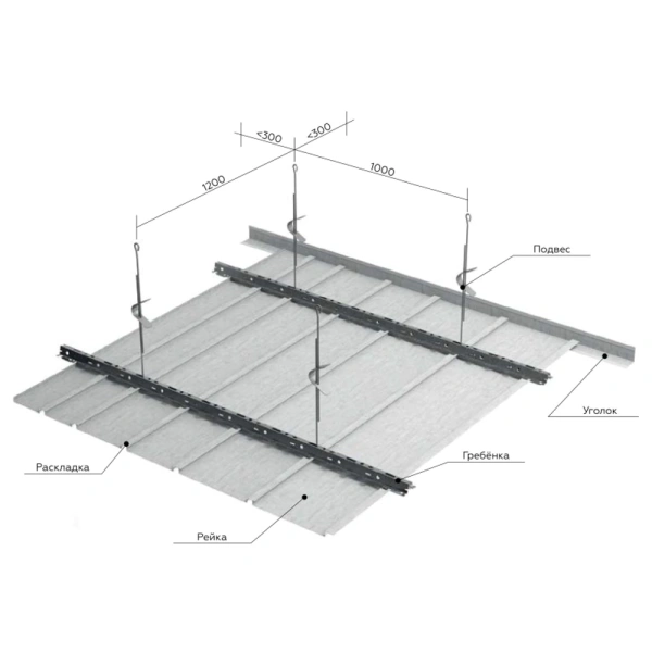 Рейка открытого типа Албес Немецкий 85 мм 3 м металлик