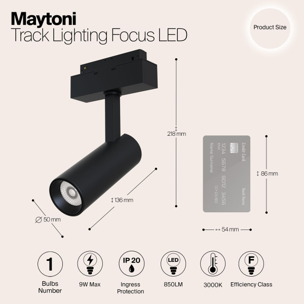 Трековый светодиодный светильник для магнитного шинопровода Maytoni Track Lamps TR019-2-10W3K-B