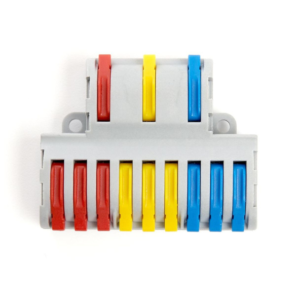 Клемма строительно-монтажная Stekker для подключения фазных проводников 3 контактные группы, (1 ввод,3вывода на полюс) LD222-428 39500