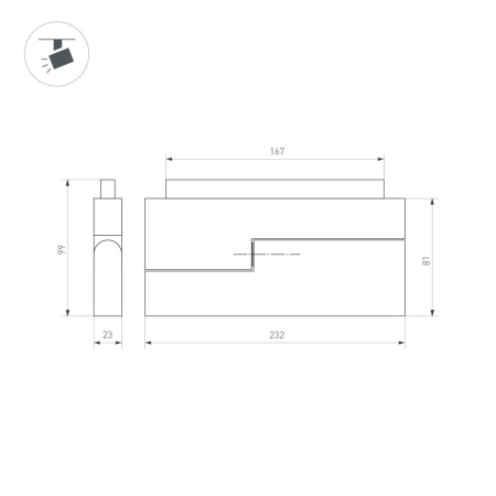 Трековый светодиодный светильник для магнитного шинопровода Arlight MAG-ORIENT-FLAT-FOLD-S230-12W Warm3000 034664(1)