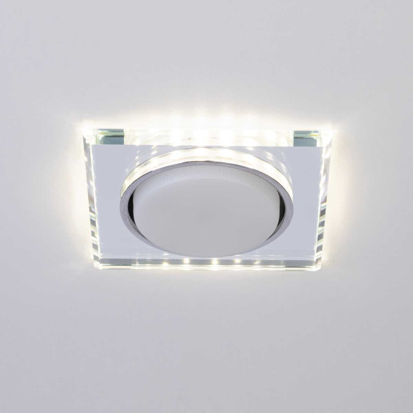 Светильник встраиваемый cо светодиодной подсветкой ЭРА DK LD50 MR под лампу GX53 зеркальный Б0057472