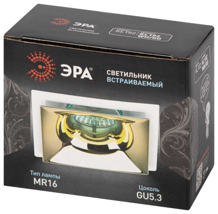 Светильник встраиваемый декоративный ЭРА KL102 WH/GD под лампу MR16 GU5.3 белый/золото Б0056352