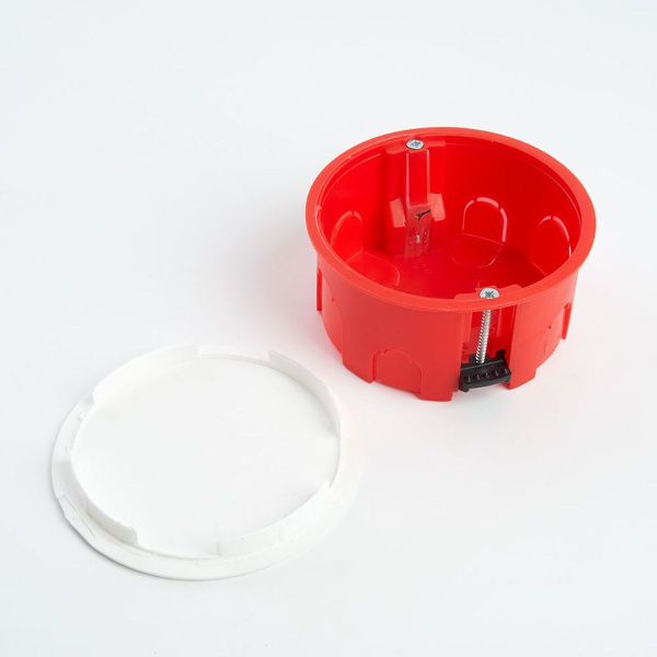 Коробка монтажная для полых стен, с пластиковыми зажимами, с крышкой, D80*40мм Stekker EBX30-02-1-20-80, красный 49006