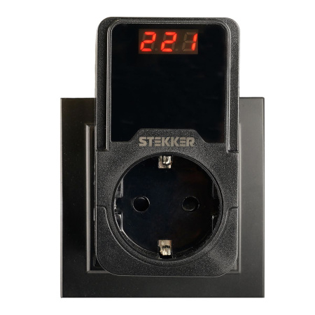 Реле напряжения для розетки регулируемое Stekker VPR-200B, 230В,16A,черный 50690
