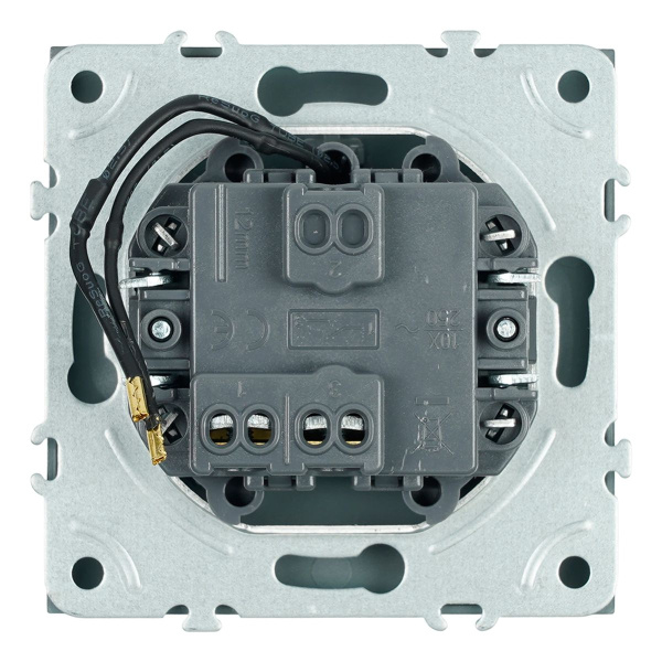 Выключатель 1-клавишный c индикатором (механизм), Stekker, 250В, 10А Эмили, RSW10-5101-09, антрацит, soft touch 49915