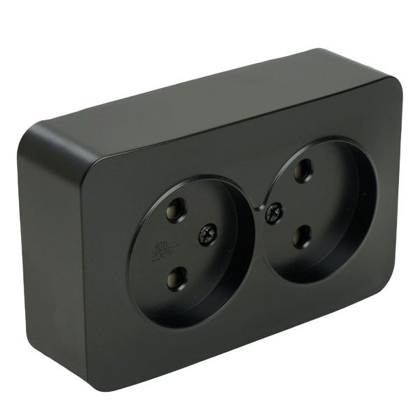 Розетка двойная 2P Stekker София черный матовый MST10-12-05 49496