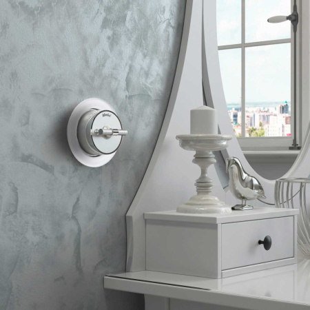 Выключатель двухклавишный на 4 положения Werkel Vintage серебро матовый/хром W5822054 4690389183195