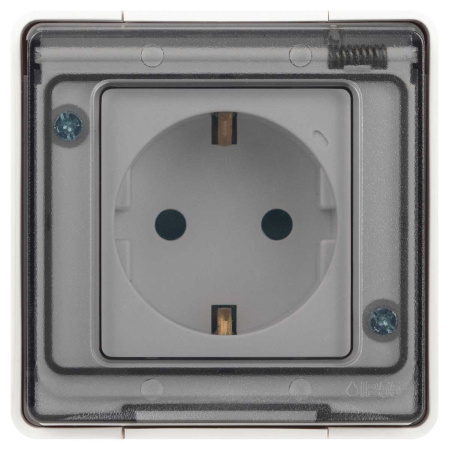 Розетка ЭРА Эксперт 11-2502-01 с заземлением крышкой 2P+E IP55 шторки 16A-250В ОУ белый Б0063280