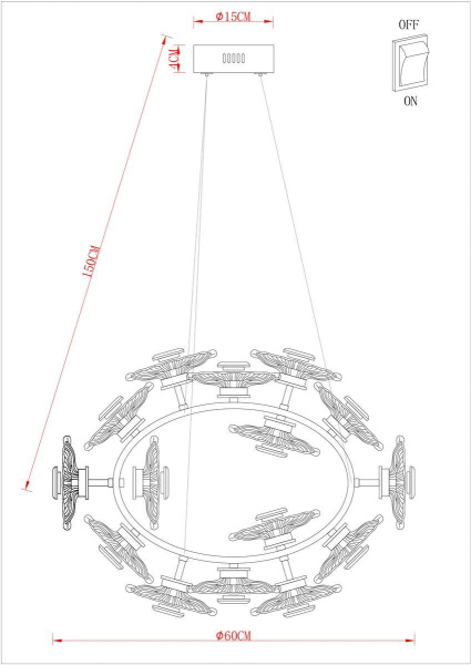 Подвесная светодиодная люстра Arte Lamp Cherish A2097LM-90GO
