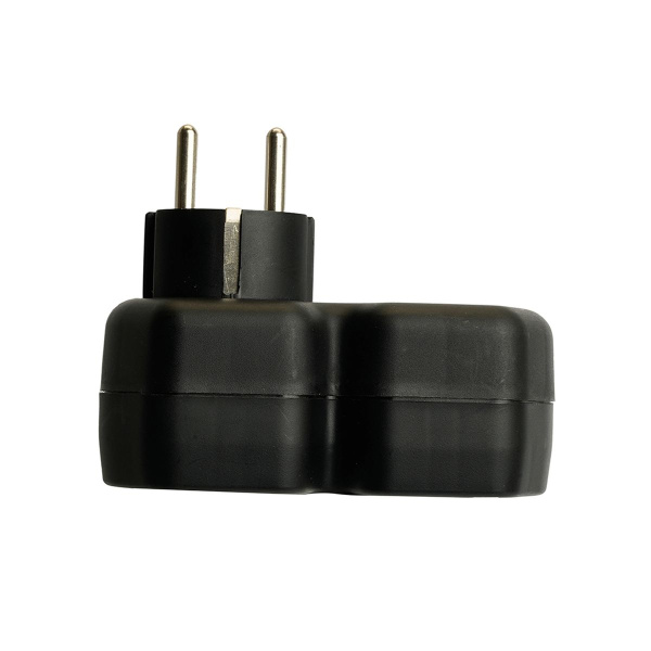 Разветвитель сетевой 2-местный с/з Stekker ADP16-12-21, 250V,16A, ABS огнеустойчивый пластик, черный 50107