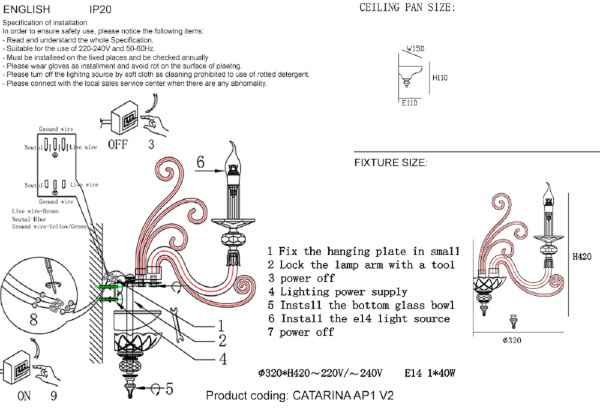 Бра Crystal Lux Catarina AP1 V2 Gold/Transparent-Cognac