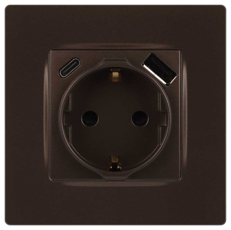 Розетка ЭРА Серия 12 12-4108-13 2P+E 16A-250В со шторками с USB type-A+C 5В-3А бронза Б0067757