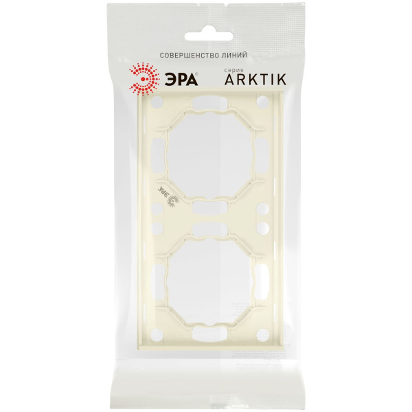 Рамка для розеток и выключателей ЭРА Arktik 16-5002-02 на 2 поста слоновая кость Б0070555