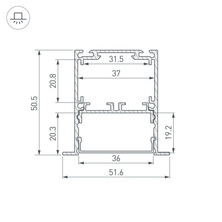 Профиль встраиваемый Arlight SL-Linia52-3L-F-2000 Anod Black 044685
