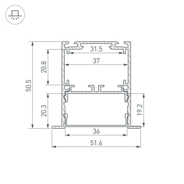 Профиль встраиваемый Arlight SL-Linia52-3L-F-2000 Anod Black 044685