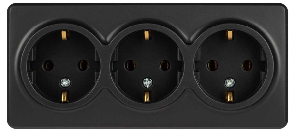 Розетка ЭРА Эксперт 11-2208-05 тройная с заземлением 3х2P+E Schuko IP20 16A-250В ОУ антрацит Б0063007