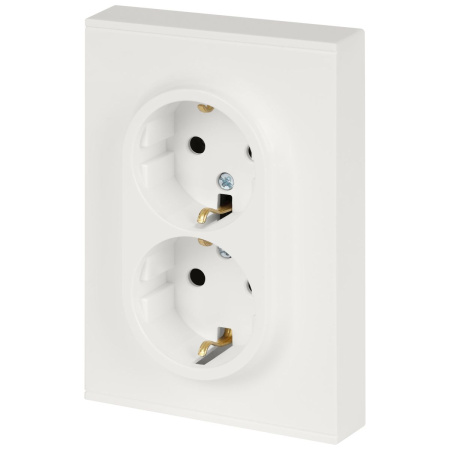 Розетка ЭРА Arktik 16-2105-08 двойная с заземлением 2X2P+E Schuko со шторками 16А-250В белый матовый Б0070461