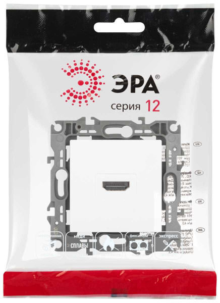 Розетка ЭРА Серия 12 12-3114-01М HDMI белый матовый Б0065724