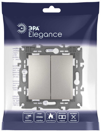Переключатель ЭРА Elegance 14-1106-16 двойной, 10АХ-250В, титан Б0065793