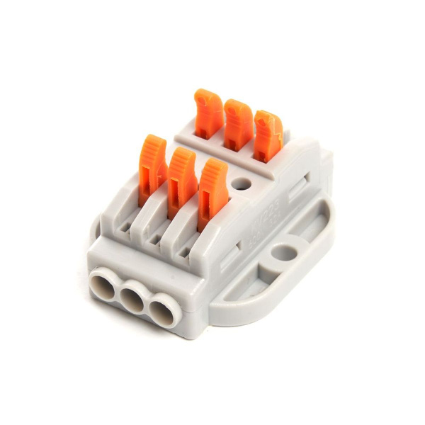 Клемма строительно-монтажная Stekker для подключения фазных проводников 3 контактные группы, (1 ввод,1вывод на полюс) LD222-430 39502