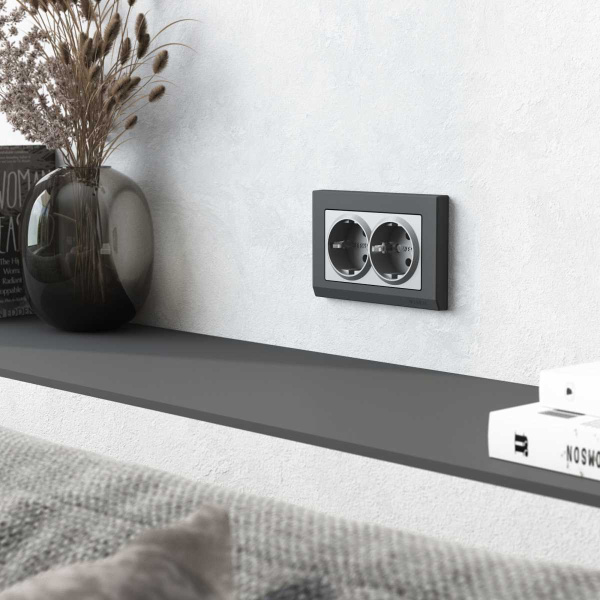 Рамка Werkel Stark для двойной розетки графит W0081864 4690389194542