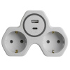 Разветвитель сетевой 2-местный с/з Stekker ADP16-15-20, 250V, 16A и USB+Type C на 2.4А, белый/серый 50071