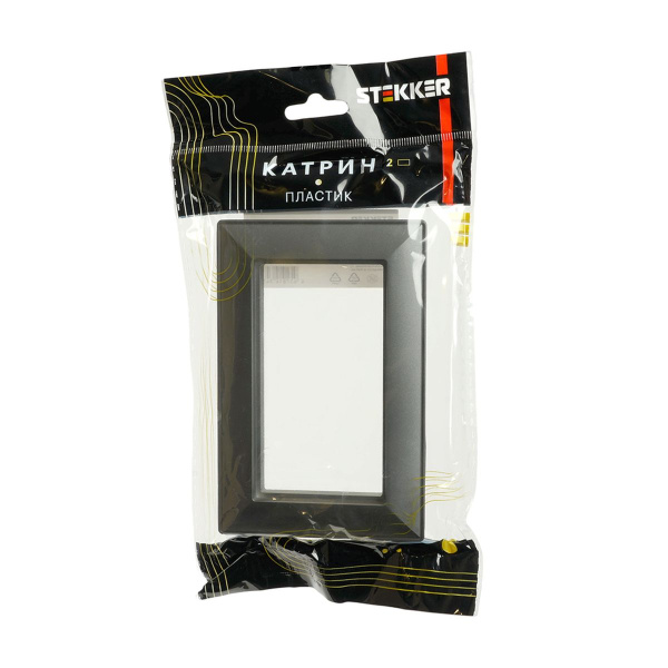 Рамка 2-местная (без перемычки), пластик, Stekker, PFR00-7012-06 Катрин, графит 50045