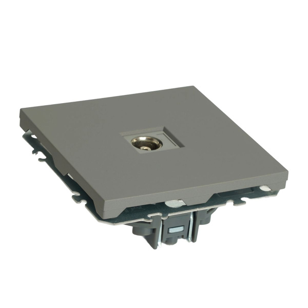 Розетка телевизионная 1-местная (механизм), STEKKER, 75 Ом, 5-862МГц, серия Эмили, RST00-5108-10, платиново-серый, soft touch 49953