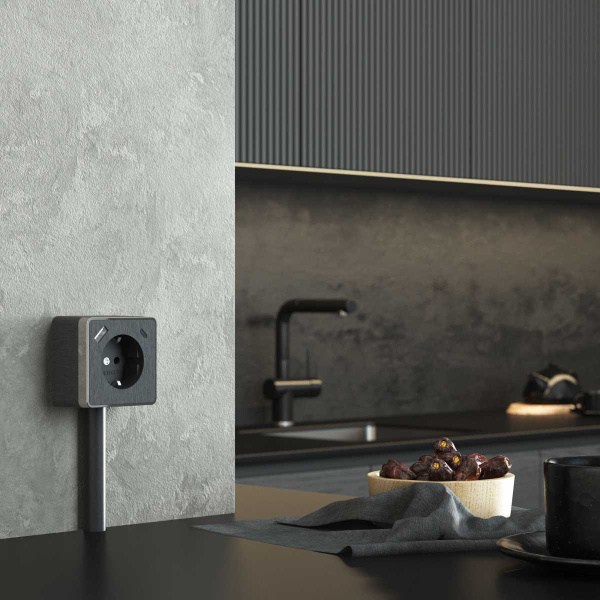 Розетка с заземлением, шторками и USB тип A+C Werkel Gallant графит рифленый W5071704 4690389179617