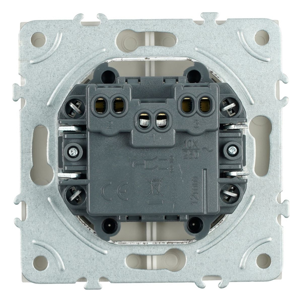 Выключатель 2-клавишный (механизм), Stekker, 250В, 10А Эмили, RSW10-5104-08, кашемир, soft touch 49892