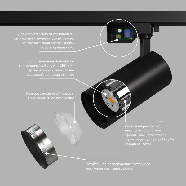 Трековый светильник Denkirs Solid Koper DK6454-BK