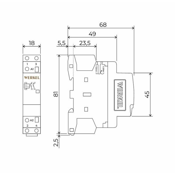 Контактор модульный 20 A 2NO (1 модуль) Werkel W941M20O 4690389212086