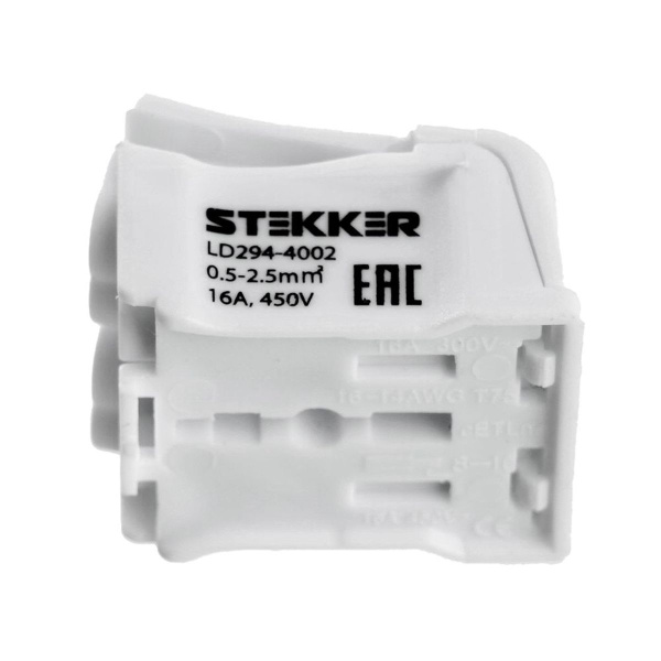 Клемма монтажная Stekker, LD294-4002, для подключения фазных проводников, 2 контактные группы (3 ввода, 3 вывода на полюс) 32733