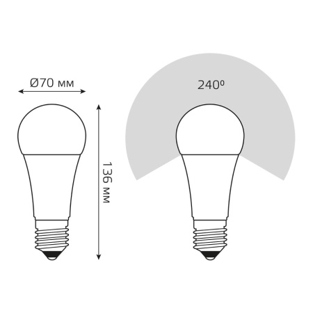 Лампа светодиодная Gauss E27 25W 4100K матовая 73225