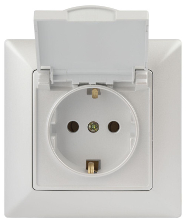 Розетка ЭРА Intro Solo Schuko 2P+E 16A 250V с крышкой перламутровый 4-203-06 Б0053662
