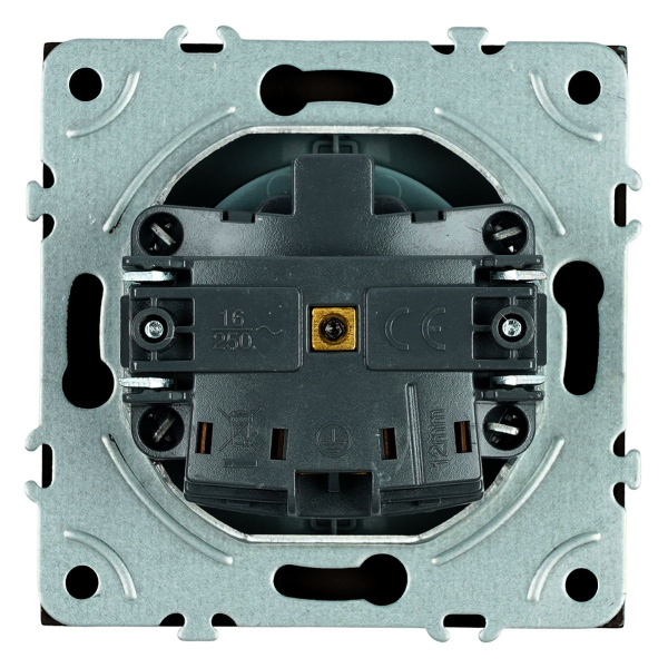 Розетка 2P+PE Stekker Эмили со шторками черный уголь RST16-5110-05 49854