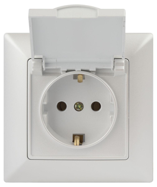 Розетка ЭРА Intro Solo Schuko 2P+E 16A 250V с крышкой перламутровый 4-203-06 Б0053662