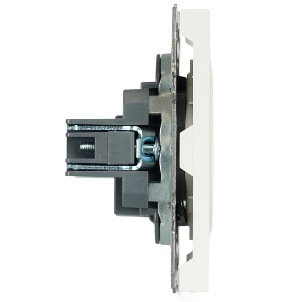 Розетка 1-местная с з/ш, б/з (механизм), СЗК, Stekker, 250В, 16А Эмили, RST16-5109-01ZK, белый фарфор, soft touch 50234