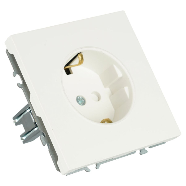 Розетка 1-местная с з/ш, с/з (механизм), СЗК, Stekker, 250В, 16А Эмили, RST16-5110-01ZK, белый фарор, soft touch 50235