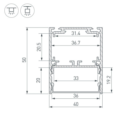 Профиль Arlight SL-Line-4050-3L-2000 Anod 044666