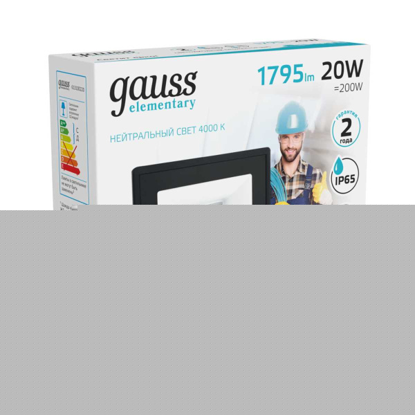 Прожектор светодиодный Gauss Elementary 20W 4000К 613100220
