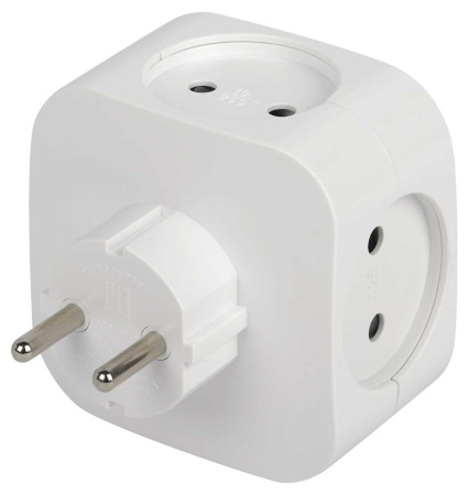 Разветвитель электрический ЭРА SP-4-USB-W на 4 розетки + 2xUSB 2400mA без заземления 10А белый Б0049532