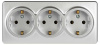 Розетка ЭРА Эксперт 11-2208-03 тройная с заземлением 3х2P+E Schuko IP20 16A-250В ОУ алюминий Б0063010